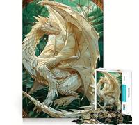 Puzzle Dragon Fantastique Blanc 1000 Pièces Découpe Laser pour Un Assemblage Parfait Activité de Partage en Famille (38x26cm)