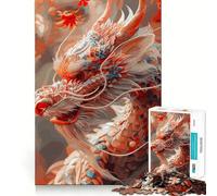 Puzzle Dragon Fantastique Blanc 1000 Pièces Jeu de Réflexion Stimulant Fixation Solide Défi Cérébral Interactif pour la Maison (38x26cm)