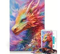 Puzzle Dragon Fleur Arc-en-Ciel 1000 Pièces pour Adolescents Stimule la mémoire Détente et Douceur Découpe Lisse Cadeau élégant (50x75cm)