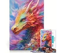 Puzzle Dragon Fleur Arc-en-Ciel pour Adultes, 1000 Pièces, Jeu Intelligent, Calme et Sécurisant, Motif Assembler, (38x52cm)