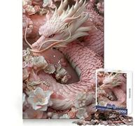Puzzle Dragon Fleur Rose 1000 Pièces pour Adolescents Jeu de logique et de réflexion Détente mentale Cadeau de Noël Découpe précise (50x75cm)