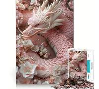 Puzzle Dragon Fleur Rose 1000 Pièces pour Adolescents Jeu de logique et de réflexion Détente mentale Cadeau de Noël Découpe précise (50x75cm)
