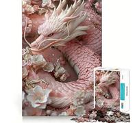 Puzzle Dragon Fleur Rose 1000 Pièces pour Adolescents Jeu de Réflexion Apaisant Qualité Premium Cadeau de Noël (38x52cm)