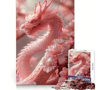 Puzzle Dragon Fleur Rose 1000 Pièces pour Adolescents Jeu de Train Logique Décoration Murale Légère et Découpe Lisse (38x26cm)