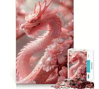 Puzzle Dragon Fleur Rose 1000 Pièces pour Adolescents Jeu de Train Logique Décoration Murale Légère et Découpe Lisse (38x26cm)