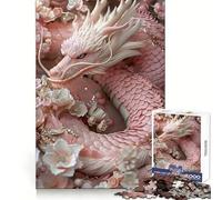 Puzzle Dragon Fleur Rose 1000 Pièces pour Adultes Jeu de Réflexion Intelligente Découpe Précise et Amusante Illustration (38x26cm)