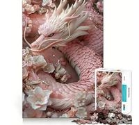 Puzzle Dragon Fleur Rose 1000 Pièces pour Adultes Jeu de Réflexion Intelligente Découpe Précise et Amusante Illustration (38x26cm)