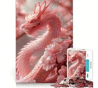 Puzzle Dragon Fleur Rose pour Adolescents 1000 Pièces Jeu de Réflexion Détente et Image à Assembler Cadeau Touchant (50x75cm)