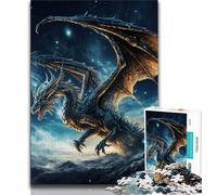 Puzzle Dragon Galactique 1000 pièces pour Adultes, Difficile à compléter mais Amusant et Humoristique avec Affiche et fiche de Questions-réponses Assorties (50x75cm)