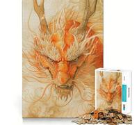 Puzzle Dragon Légendaire Orange pour Adolescents 1000 Pièces Jeu de Logique Solide Silencieux Bords Clairs Cadeau Élégant (50x75cm)