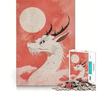 Puzzle Dragon Lune Blanche 1000 Pièces à Recomposer,Jeu Amusant et sans Bavures,Pièces Nettement Découpées,Portable et Pratique pour Les Voyages (50x75cm)
