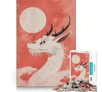 Puzzle Dragon Lune Blanche 1000 Pièces Entraînement Cérébral Amusant Découpe Claire Composants Robustes Divertissement Captivant pour des Moments Confortables à la Maison (38x52cm)