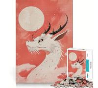 Puzzle Dragon Lune Blanche 1000 Pièces Jeu Amusant Technologie de Découpe Laser Avancée Jouet de Loisirs Intérieurs pour Les Fêtes (38x26cm)