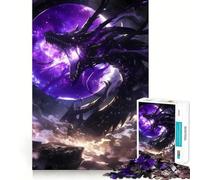Puzzle Dragon Lune Violette pour Adultes 1000 Pièces Jeu de Logique Fine et Détente Pièce d'art Fine aux Bords Nets (38x26cm)
