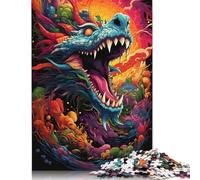 Puzzle Dragon Monstre Psychédélique Coloré Jeux Créatifs Puzzle en Carton 100% Recyclé pour Cadeaux de Noël Adultes 1000 pièces (38x26 cm)