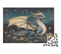 Puzzle Dragon mystérieux pour Adultes,1000pcs (75x50cm),Jeu ÉduChatif,décoration De La Maison,Fleurs Étoiles