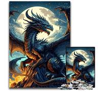 Puzzle Dragon Mythique Fantastique 1000 Pièces Puzzles en Bois pour Adultes Jeu de CasseTête pour Adolescents Cadeau de Vacances Idéal 1000 PCS (75x50cm)