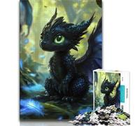 Puzzle Dragon Noir Bébé 1000 pièces pour Adultes Jeux éducatifs Anti-Stress décoration d'intérieur Unique et Cadeaux (26x38cm)