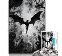 Puzzle Dragon Noir pour Adolescents 1000 pièces Jeux éducatifs décoration d'intérieur à Offrir en Cadeau à Toute la Famille (50x75cm)
