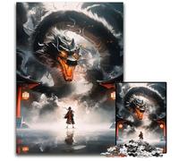 Puzzle Dragon Noir pour Adultes Jeu créatif en Papier décoration d'intérieur Cadeau de Noël idéal pour Les Adolescents 1 000 pièces (38 x 26 cm)