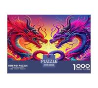 Puzzle Dragon pour Adultes et à partir de 14 Ans Deux Dragons Formant Un cœur Jeu Amusant à Offrir à la Maison 38x26 cm/1000pcs