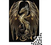 Puzzle Dragon Roi Doré 1000 pièces pour Adultes, Puzzle en Bois, Jeu éducatif pour Enfants, Cadeau de Noël, 1000 pièces (75 x 50 cm)