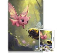 Puzzle Dragon Rose et Bourdon pour Adultes - 1000 Pièces - Activité Ludique et Interactive - Cadeau Souvenir et Touchant - Dimensions 38x52cm