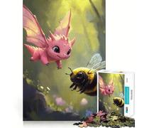 Puzzle Dragon Rose et Bourdon pour Adultes 1000 Pièces Jeu de Logique Transparent Passe-Temps Silencieux Découpe Parfaite Cadeau Élégant (38x26cm)