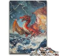 Puzzle Dragon Rouge Fantastique pour Adultes 1000 Pièces, Jeu Éducatif Difficile à Réaliser, mais Amusant Et Humoristique pour Un Anniversaire (38x52cm)