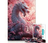 Puzzle Dragon Sakura Blanc 1000 Pièces pour Adultes Jeu de mémoire Amusant Assemblage sûr et Solide Activité familiale du Soir (38x26cm)