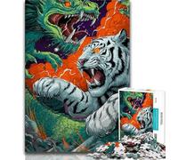 Puzzle Dragon Tiger Fight 1000 pièces pour Adultes activité Amusante pour la Maison Jouets pour Les Jours de Pluie Cadeaux d'anniversaire 38x26cm