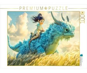 Puzzle · Dragon | Une petite fille chevauche un dragon · 1000 pièces · Format assemblé 64 × 48 cm · CALVENDO Puzzle