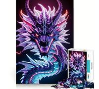 Puzzle Dragon Violet Néon 1000 Pièces pour Adolescents Jeu de Réflexion Anti-Stress Bords Précis Cadeau Parfait (38x26cm)