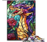 Puzzle Dragon Vitrail 1000 pièces pour Adolescents, Jouets éducatifs et Jeux familiaux, idéal pour la décoration de Bureau (50x75cm)