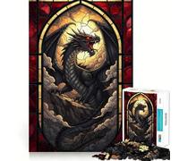 Puzzle Dragon Vitrail pour Adolescents 1000 Pièces Activité à la Maison pour Stimuler la Mémoire Motif à Assembler Cadeau Parfait 38x26cm