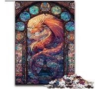 Puzzle Dragon Vitrail pour Adultes et Adolescents, Jeu de Puzzle, Jeu de Famille, avec Affiche et Fiche de Trivia 50x75cm