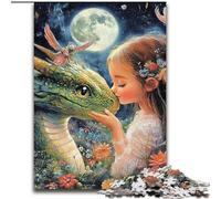 Puzzle Dragon Volant et Petite Fille 1000 Pièces pour Adultes, Cadeaux, Jouets, Jeux Éducatifs, Anti-Stress, Liste de Souhaits avec Père Noël (26x38cm)