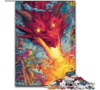 Puzzle Dragon Volant pour Adultes 1000 Pièces, Jeu de Rôle et de Famille avec Affiche et Fiche de Questions (26x38cm)