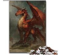 Puzzle Dragon Volant Rouge pour Adultes 1000 Puzzles, pour 14 Ans et Plus Jeu de Noël Anti-Stress Cadeaux pour Femmes (50x75cm)