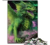 Puzzle Dragon Volant Vert 1000 Pièces pour Adolescents et Adultes, Jouets Éducatifs, Jeux Anti-Stress, Cadeaux d'anniversaire Uniques (26x38cm)