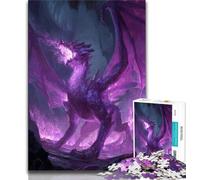 Puzzle Dragon Volant Violet 1000 Pièces pour Adolescents, Jouets Éducatifs, Jeux Anti-Stress, Liste de Souhaits avec Père Noël 38x26cm