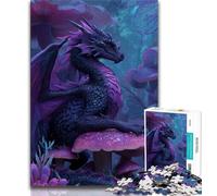 Puzzle Dragon Volant Violet 1000 Pièces pour Adultes, Difficile à Compléter, mais Amusant et Humoristique, Décoration d'Intérieur Unique et Cadeaux 50x75cm
