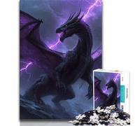 Puzzle Dragon Volant Violet 1000 Pièces pour Adultes et Adolescents, Aide Le Cerveau à Exercer, Jouets Addictifs pour Cultiver la Patience, Convient aux Couples 38x26cm