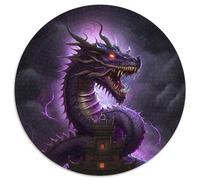 Puzzle Dragon Volant Violet pour Adultes 1000 Pièces Puzzle Rond 1000 Pièces Jeu Interactif Familial, Cadeau Créatif avec Illustrations Colorées (Taille 67,5 x 67,5 cm)