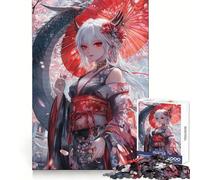 Puzzle Dragonne en Fleurs de Cerisier pour Adolescents,1000 Pièces,Activité Cérébrale,Soulagement du Stress,Amusant,Découpe Précise, (38x52cm)
