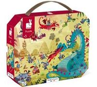 Janod – Puzzle enfant Dragons 54 pièces J02615 – Valisette poignée, Certifié FSC, Fabriqué en France