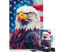 Puzzle Drapeau Aigle américain 1000 pièces Jeu de réflexion de qualité supérieure,découpé au Laser Exercice Mental Calme à Faire à la Maison (38x52cm)