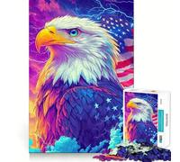 Puzzle Drapeau Aigle américain pour Adolescents 1000 pièces,Jeu de réflexion Amusant,Connexion Fluide et agréable,Une façon captivante de Passer Le Temps (50x75cm)