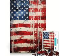 Puzzle Drapeau américain 1000 pièces,Jeu de réflexion Amusant,sans Espace,Design ajusté, pour Les réunions de Famille (38x26cm)