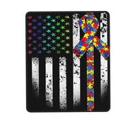 Puzzle Drapeau Américain pour La Sensibilisation À l'Autisme Tapis De Souris Lavable Mouse Pad Bords Cousus Mousepad pour Jeu Ordinateur Maison 25X30Cm